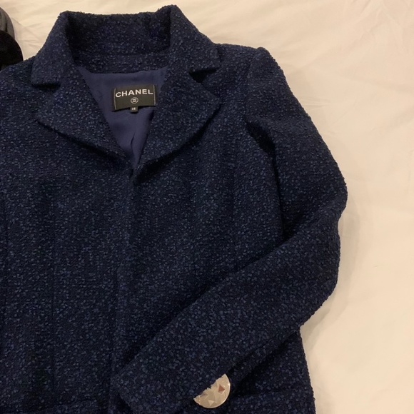 Chanel jacket/blazer in black/blue tweed - Picture 5 of 5